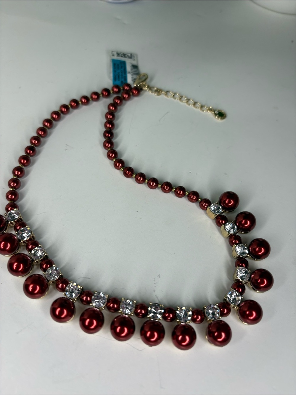 Charter Club Red Pearl & Crystal Bib Necklace